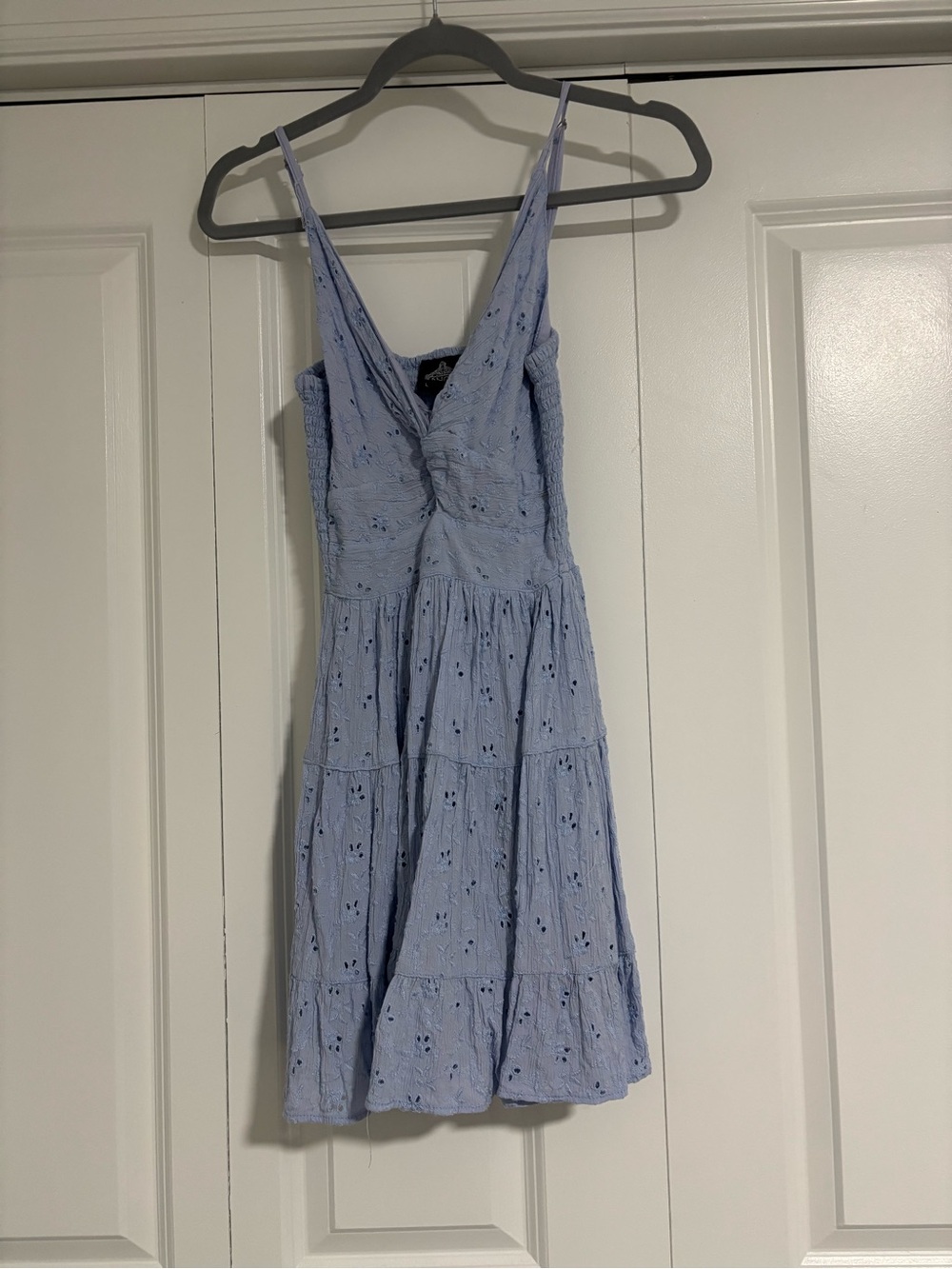 Angie Light Blue Eyelet Mini Dress